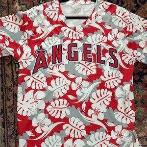 Angels Red and White Hawaiian Floral Jersey